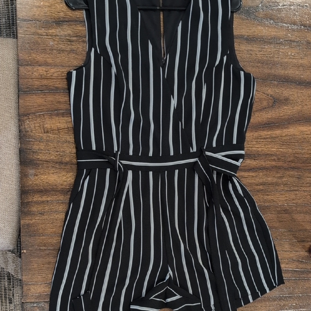 Banana Republic Black and White Striped Jumpsuit
